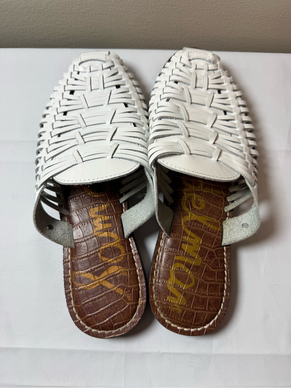 Sam Edelman White Braided Leather Flats